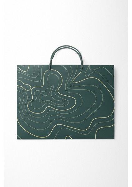 No2 25'li Minimal Seri Kraft Çanta - Yeşil - 40x30x12 Cm