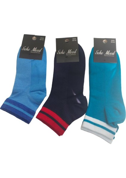 3'lü Modal Dikişsiz Renkli Desenli Pamuklu Kadın Patik Çorabı
