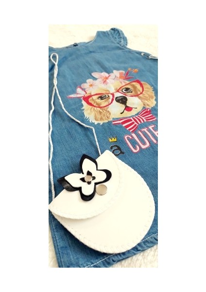 Kız Bebek Çocuk Köpekli Kot Salopet Elbise Jean Çanta Hediyeli Jile modelleri