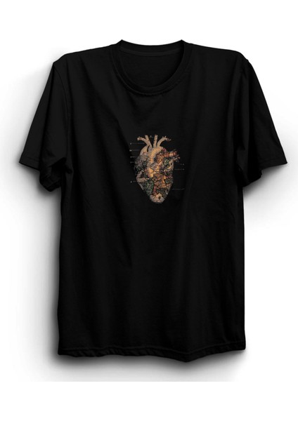 Dünya Haritası ve Kalp, Heart And World Map Tişört