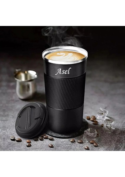 500 ml Kişiye Özel Siyah Termos Mug Kupa, Çay Kahve Kamp Termos, Çift Katmanlı Paslanmaz Çelik Araç Içi Termos fiyatları