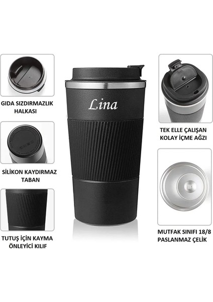 500 ml Kişiye Özel Siyah Termos Mug Kupa, Çay Kahve Kamp Termos, Çift Katmanlı Paslanmaz Çelik Araç Içi Termos fırsatları