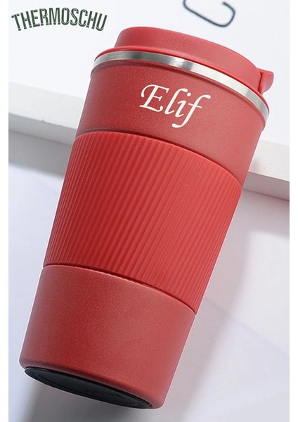 500 ml Kişiye Özel Siyah Termos Mug Kupa, Çay Kahve Kamp Termos, Çift Katmanlı Paslanmaz Çelik Araç Içi Termos