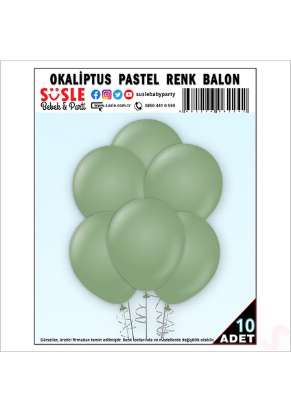 Okaliptus Pastel Balon, 30CM x 8 Adet