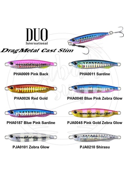 Drag Metal Cast Slim Jig 30GR. PJA0045 Pink Gold Zebra Glow