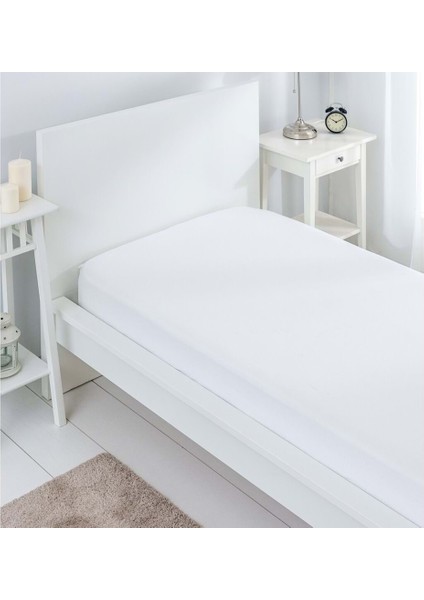 Beyaz 5 Adet Düz Tek Kişilik %100 Pamuk Otel Çarşaf 160×240 cm 63 Tel Dokuma