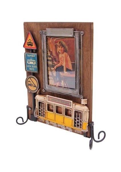 Dekoratif Metal Çerçeve Tramvay Dekorlu Vintage Hediyelik modelleri