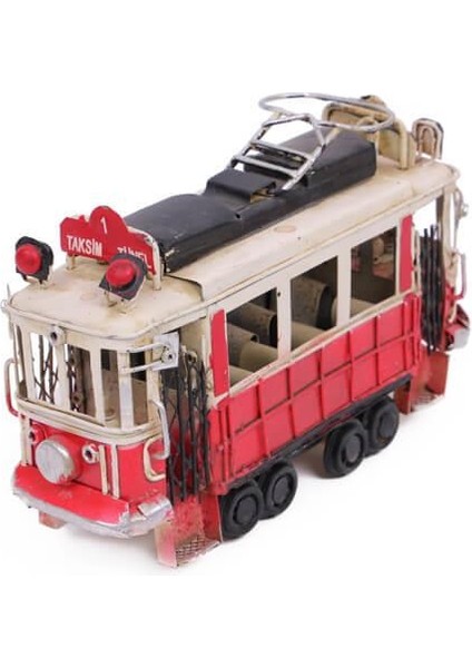 Dekoratif Metal Taksim Tramvay Orta Boy Vintage Biblo Hediyelik