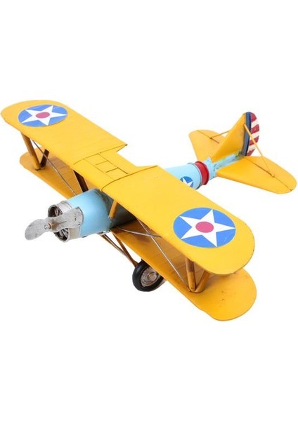 Dekoratif Metal Uçak Çift Kanatlı Biblo Dekoratif Hediyelik