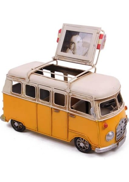 Dekoratif Metal Minibüs Kalemlik Çerçeveli Biblo