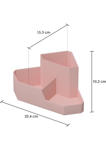 Dovi Home Pasifik Makyaj Kozmetik ve Fırçalık Düzenleyici Organizer 2'li Set Pudra Pembe