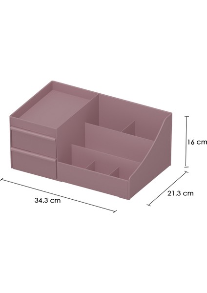 Bonnie Makyaj Kozmetik ve Fırçalık Düzenleyici Organizer 2'li Set Gül Kurusu