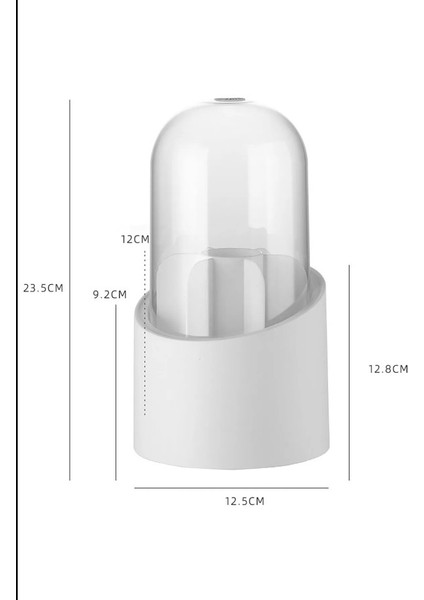 Dovi Home Diamond Makyaj Fırçası ve Kozmetik Düzenleyici Şeffaf Kapaklı Hijyenik Organizer Fırçalık Gül Kurusu