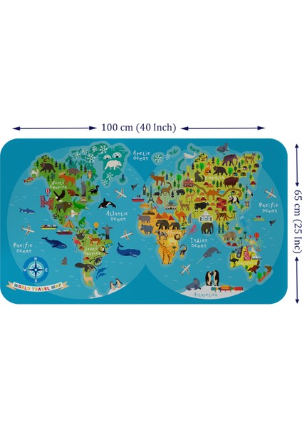Eğitici Dünya Haritası Dünya Atlası Çocuk ve Bebek Odası Duvar Sticker
