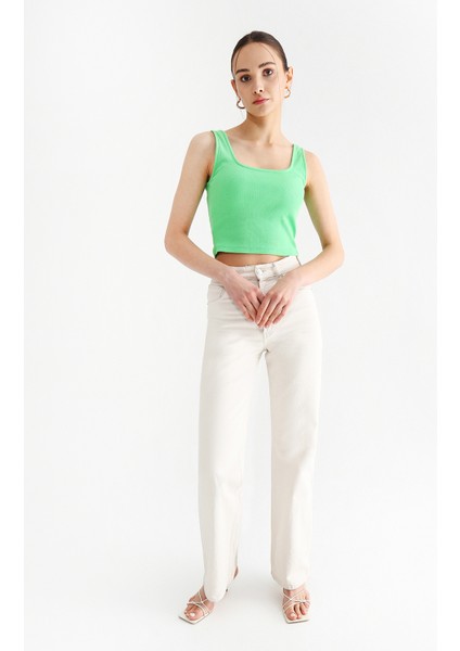 Kare Yaka Fitilli Yeşil Kadın Atlet TARRAN modelleri