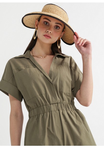 Düz Haki Kadın Tulum LONDA
