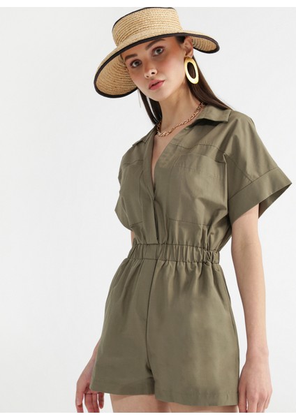 Düz Haki Kadın Tulum LONDA modelleri