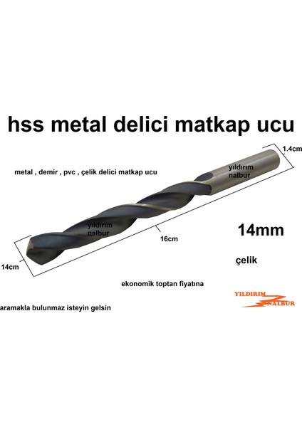 14 mm Hss Metal Delici Matkap Ucu Demir Pvc Delici Uç Çelik