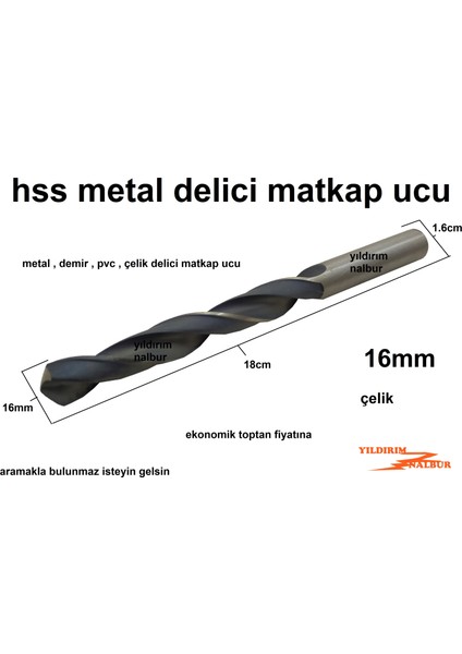 16 mm Hss Metal Delici Matkap Ucu Demir Pvc Delici Uç Çelik Kalın