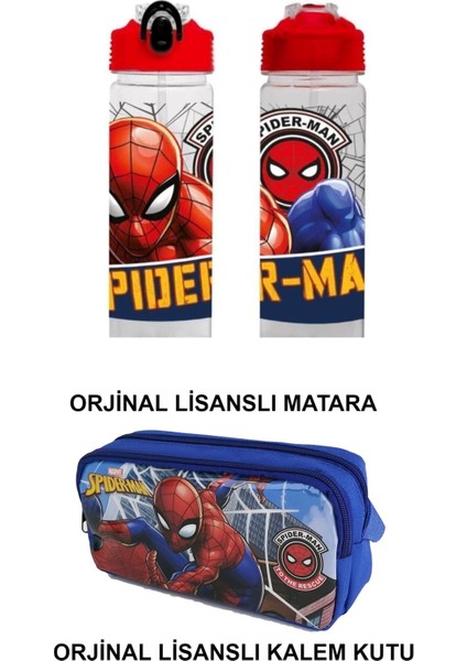 Spiderman Orjinal Lisanslı Su Matarası ve Kalem Kutu