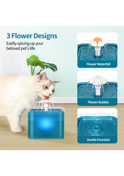 2l Kedi Su Sebili 3 Içme Modu LED Gece Sessiz Su Pompası Evcil Hayvan Su Sebili (Yurt Dışından) fiyatları
