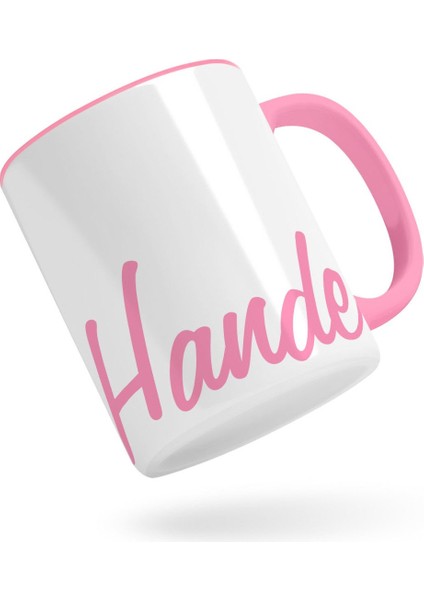 Kişiye Özel El Yazısı Isim Tasarımlı Pembe Kupa Bardak-3