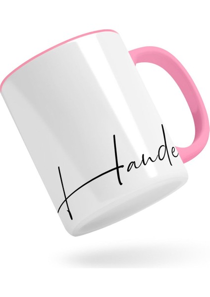 Kişiye Özel El Yazısı Isim Tasarımlı Pembe Kupa Bardak-2