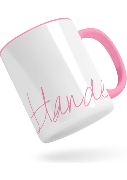 Kişiye Özel El Yazısı Isim Tasarımlı Pembe Kupa Bardak-1