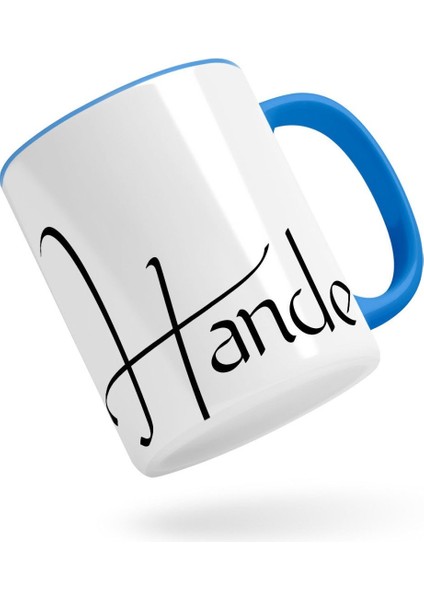 Kişiye Özel El Yazısı Isim Tasarımlı Mavi Kupa Bardak-5