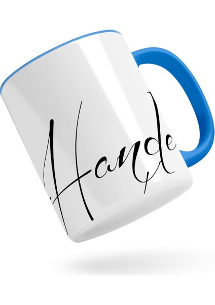 Kişiye Özel El Yazısı Isim Tasarımlı Mavi Kupa Bardak-4