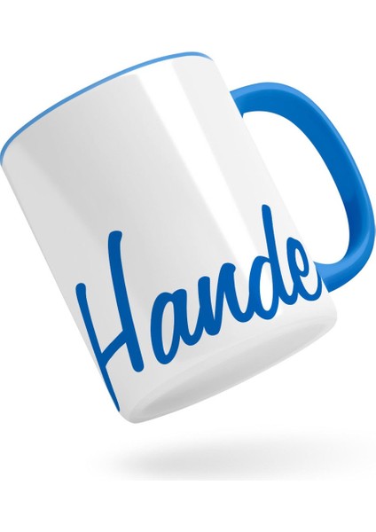 Kişiye Özel El Yazısı Isim Tasarımlı Mavi Kupa Bardak-3