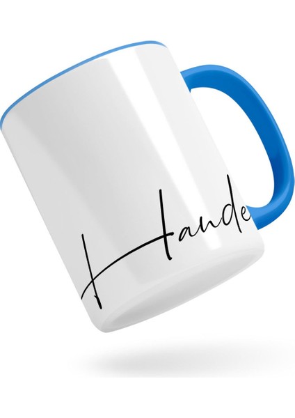 Kişiye Özel El Yazısı Isim Tasarımlı Mavi Kupa Bardak-2