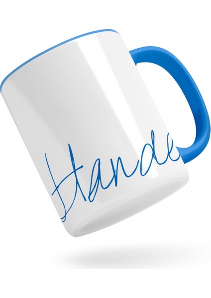 Kişiye Özel El Yazısı Isim Tasarımlı Mavi Kupa Bardak-1