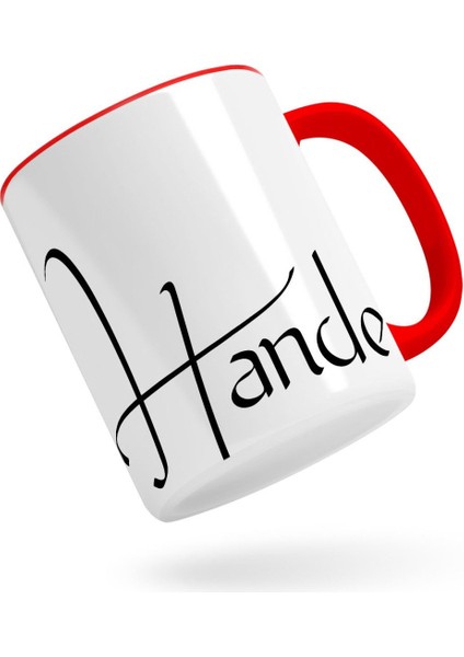 Kişiye Özel El Yazısı Isim Tasarımlı Kırmızı Kupa Bardak-5