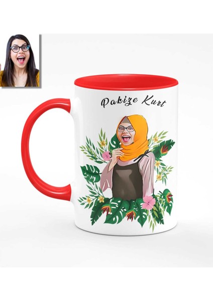 Kişiye Özel Türbanlı Karikatürlü Kırmızı Kupa Bardak 40k708