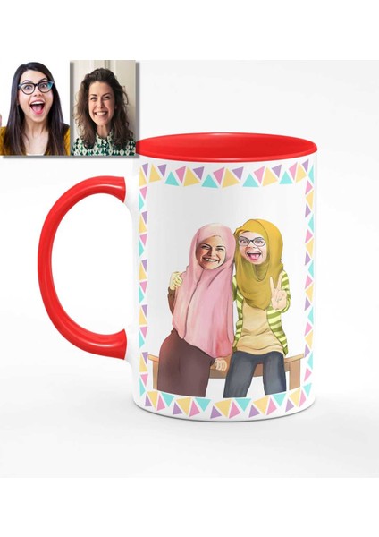 Kişiye Özel Türbanlı Karikatürlü Kırmızı Kupa Bardak 38k706