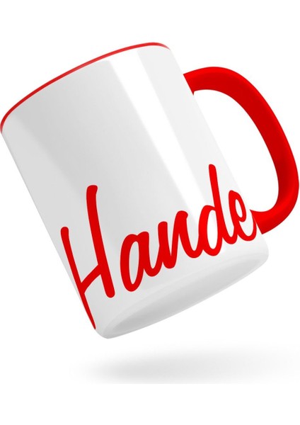 Kişiye Özel El Yazısı Isim Tasarımlı Kırmızı Kupa Bardak-3