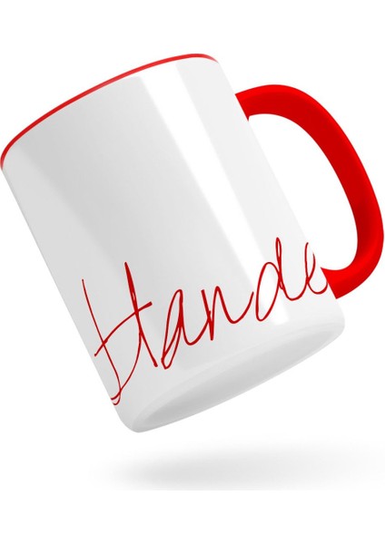 Kişiye Özel El Yazısı Isim Tasarımlı Kırmızı Kupa Bardak-1