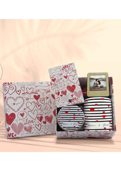 Gift Sevgiliye Özel Kutuda Hediye Seti, Kupa Bardak, Sevgili Hediyesi, Kokulu Mum, Fotoğraflı Çerçeve-10