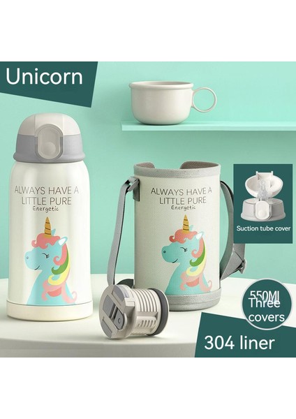 Hayvan Desenli Paslanmaz Çelik Çocuk Termosu 550 ml (Yurt Dışından)