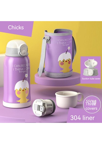 Hayvan Desenli Paslanmaz Çelik Çocuk Termosu 550 ml (Yurt Dışından)