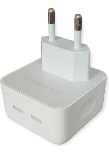 Apple Uyumlu 35W Çift Usb-C Çıkışlı Hızlı Şarj Adaptörü