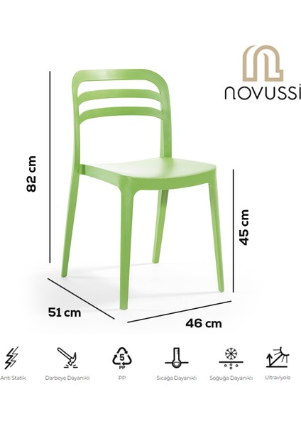 Aspen Bahçe Balkon Renkli Sandalye Yeşil 4'lü Set modelleri