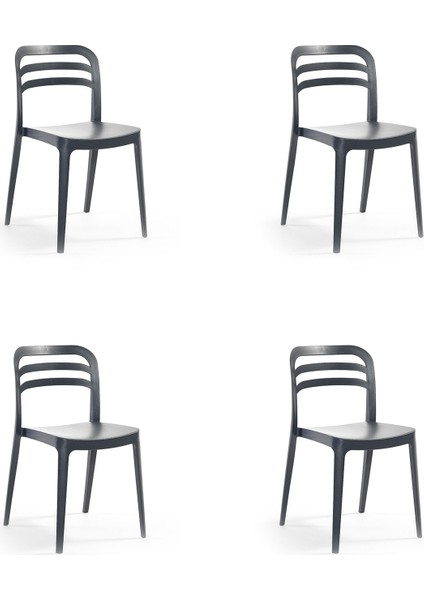 Aspen Bahçe Balkon Renkli Sandalye Antrasit 4'lü Set