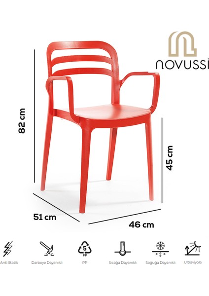 Aspendos Bahçe Balkon Renkli Koltuk Kırmızı 4'lü Set indirimleri