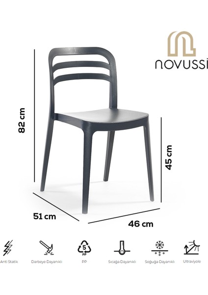 Aspen Bahçe Balkon Renkli Sandalye Antrasit 6'lı Set fırsatları