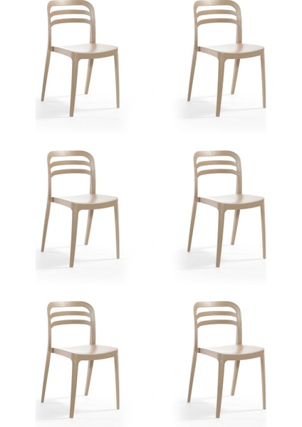 Aspen Bahçe Balkon Renkli Sandalye Cappucino 6'lı Set