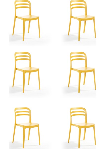 Aspen Bahçe Balkon Renkli Sandalye Hardal 6'lı Set