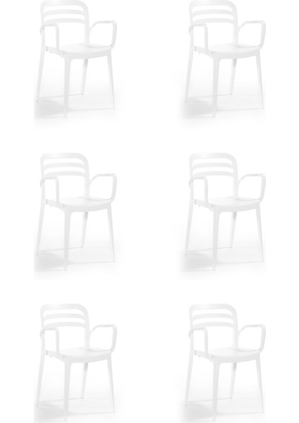 Aspendos Bahçe Balkon Renkli Koltuk Beyaz 6'lı Set