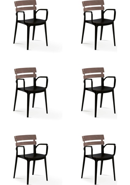 Bermuda Siyah Ayaklı Bahçe Balkon Koltuk Cappucino 6'lı Set
